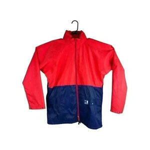 HELLY HANSEN Mens Hooded Rain Jacket Small Red Colourblock Nylon